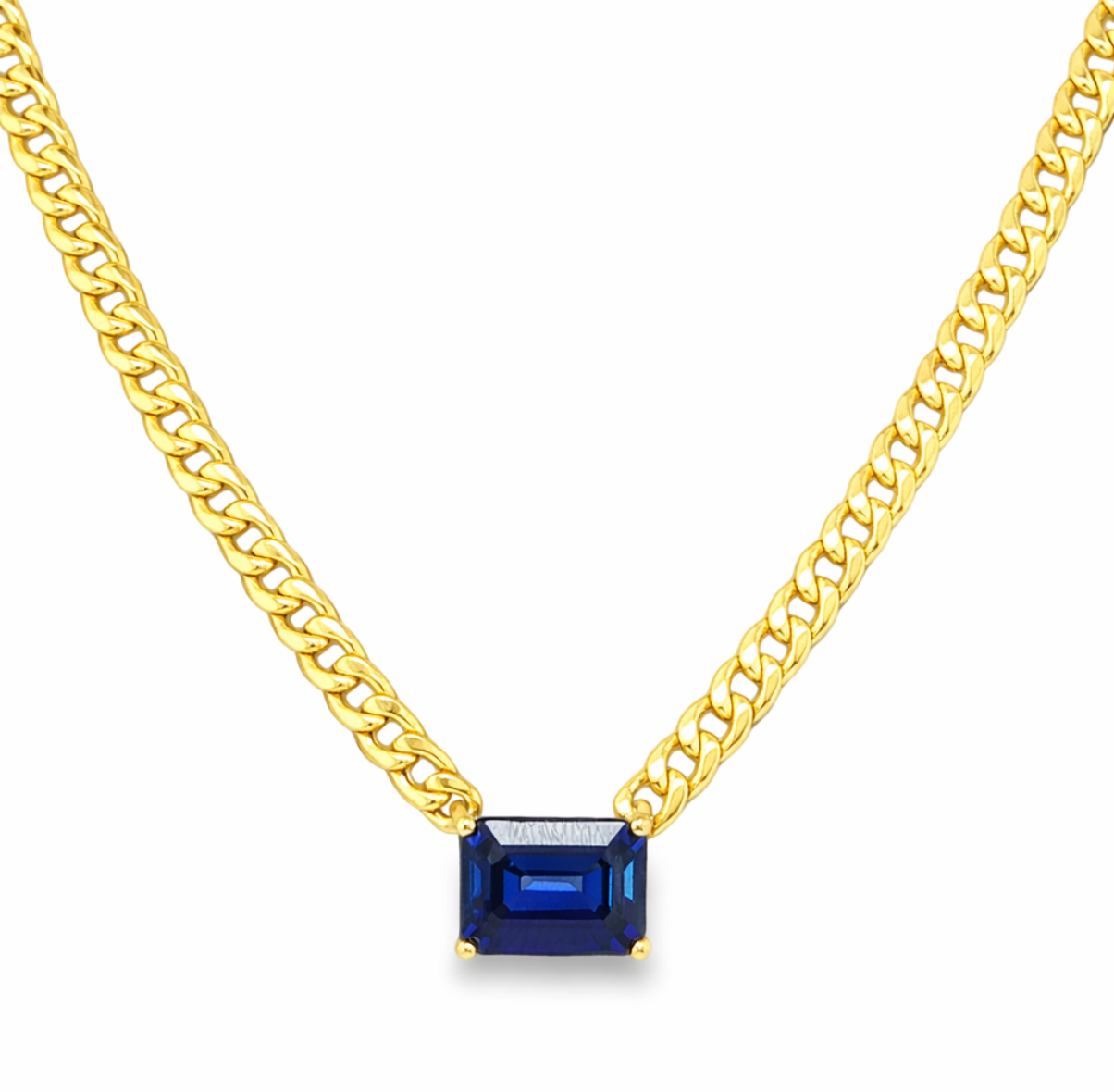 LAB BLUE SAPPHIRE SOLITAIRE NECKLACE