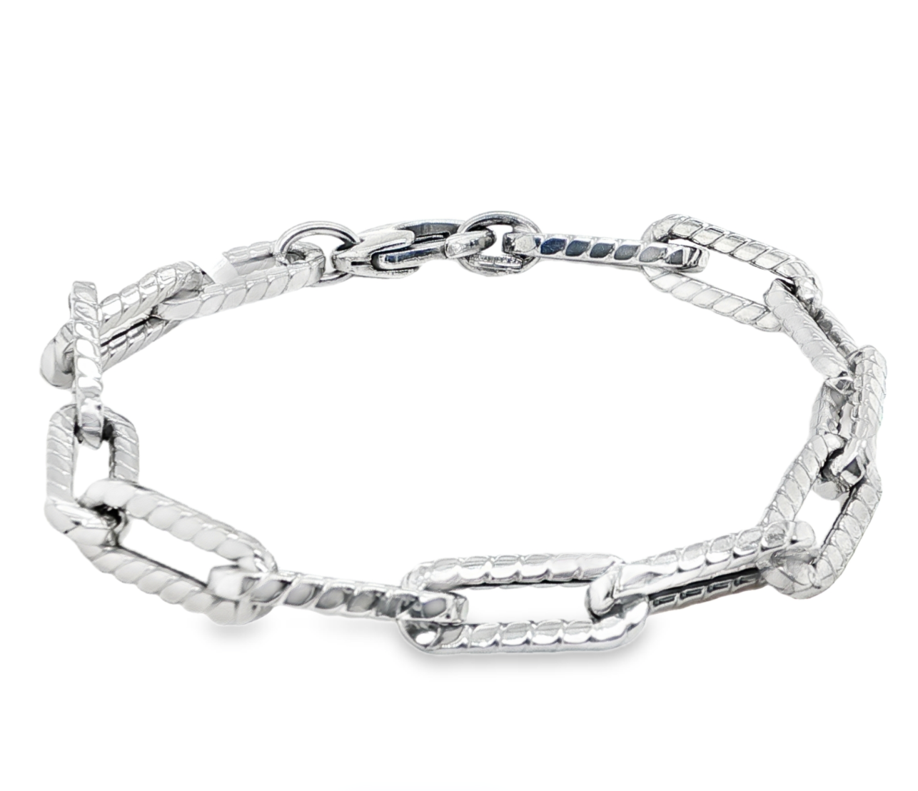 RIDGED OVAL LINK BRACELET