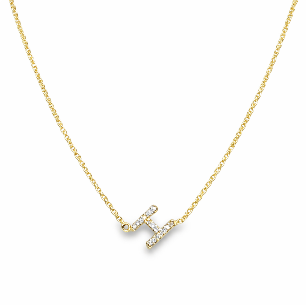 DIAMOND "H" INITIAL NECKLACE