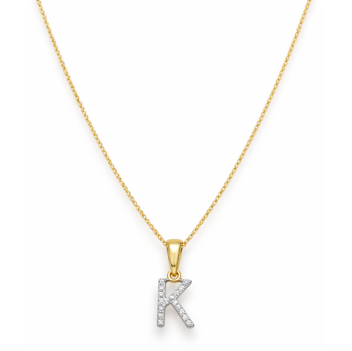 DIAMOND "K" INITIAL NECKLACE