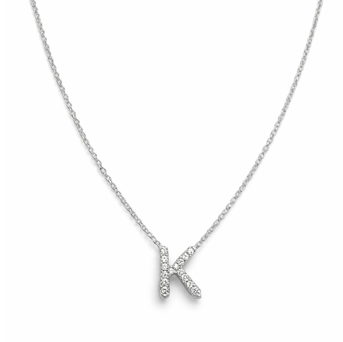 DAMOND "K" INITIAL NECKLACE