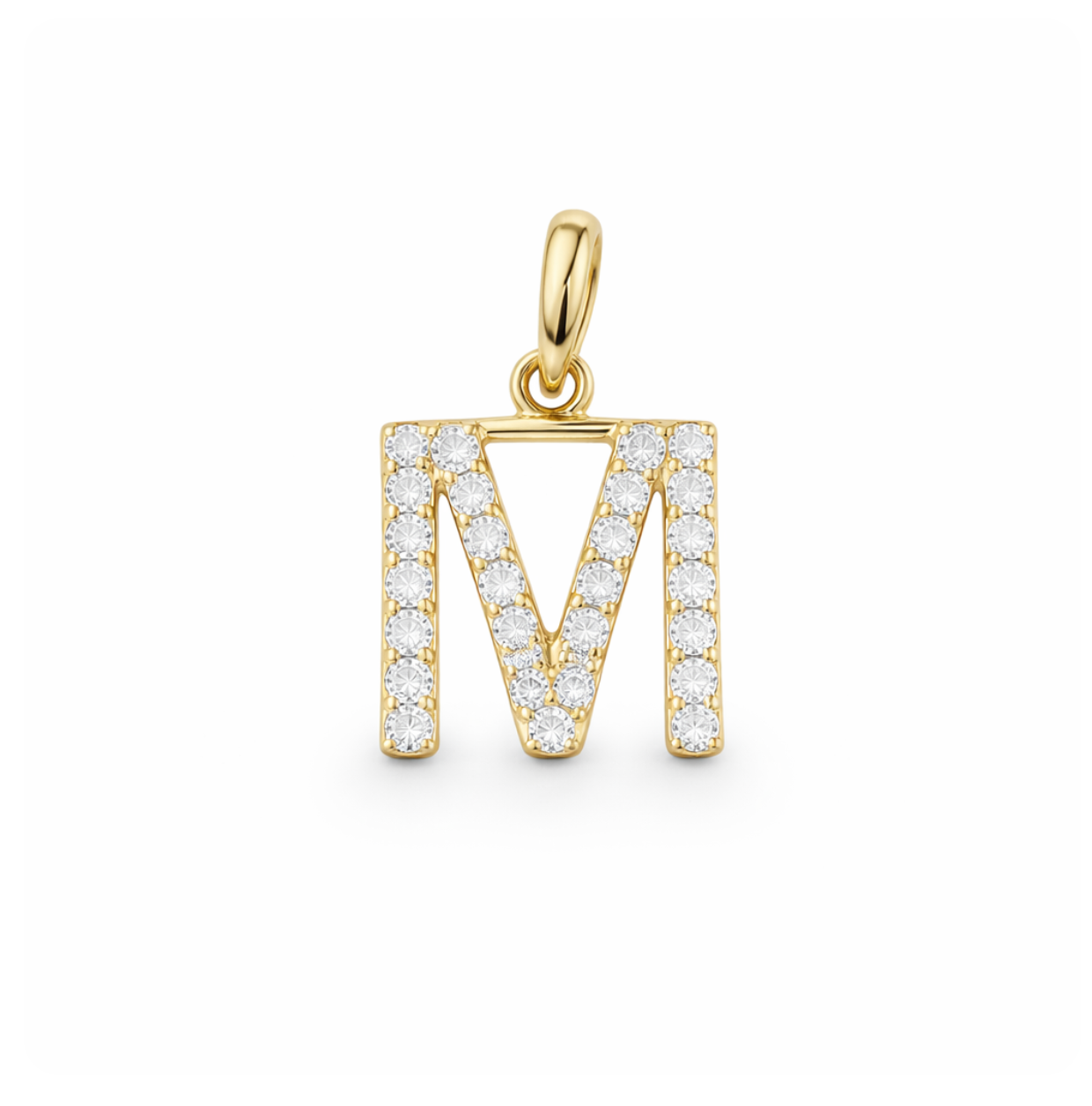 DIAMOND "M" INITIAL CHARM