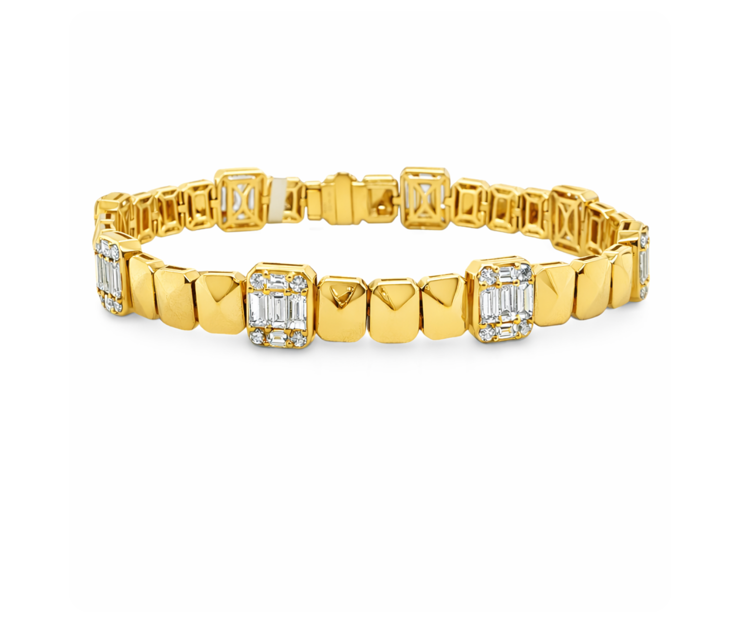 BAGUETTE DIAMOND & GOLD LINK BRACELET