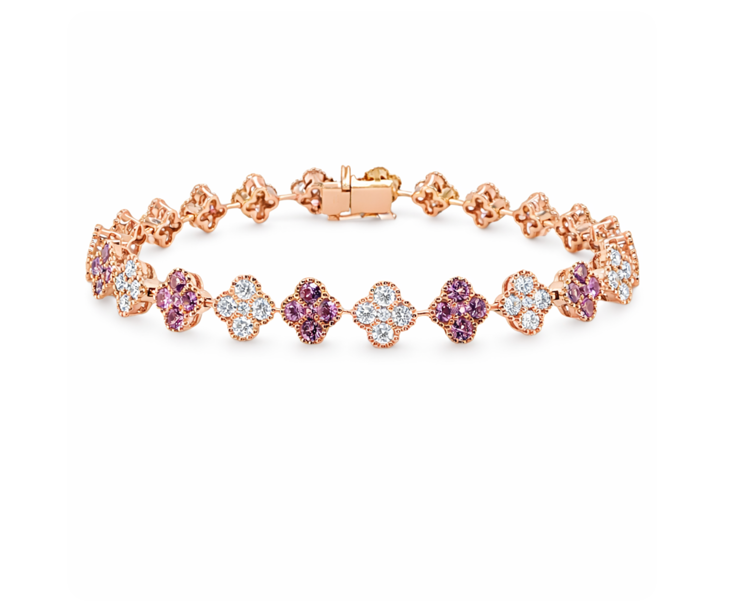 PINK SAPPHIRE & DIAMOND FLOWER BRACELET