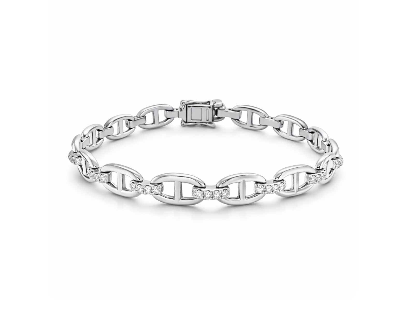 SPLIT OVAL AND DIAMOND LINK BRACELET
