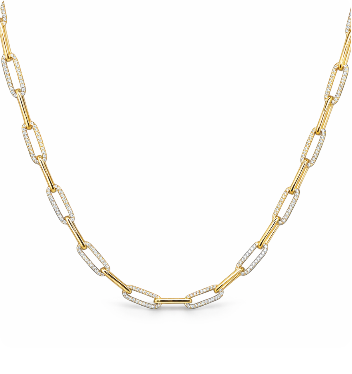 ALTERNATING DIAMOND OVAL LINK NECKLACE