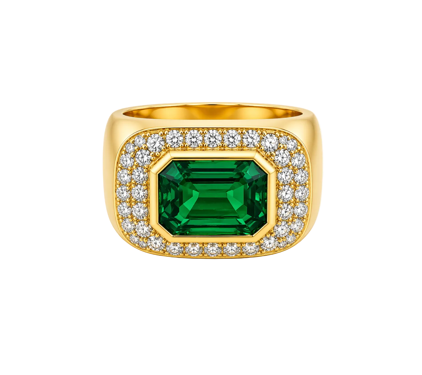 LAB EMERALD & DIAMOND RING