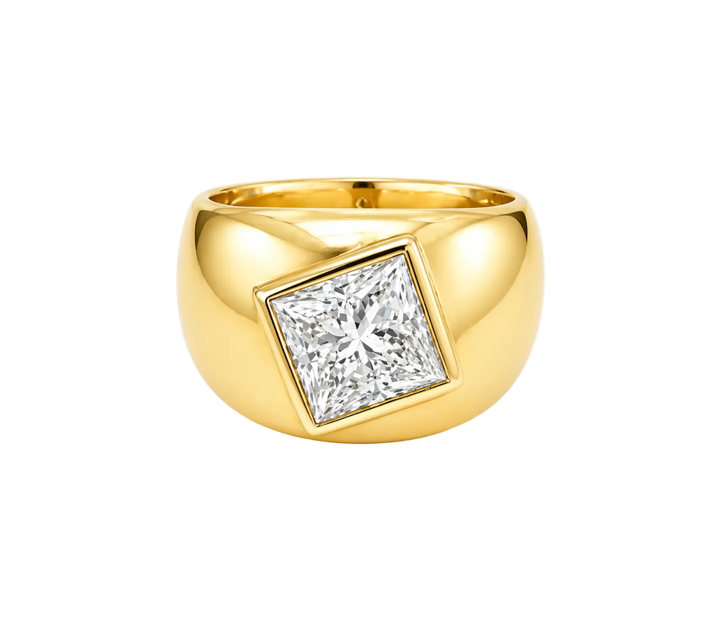 PRINCESS CUT DIAMOND SIGNET RING