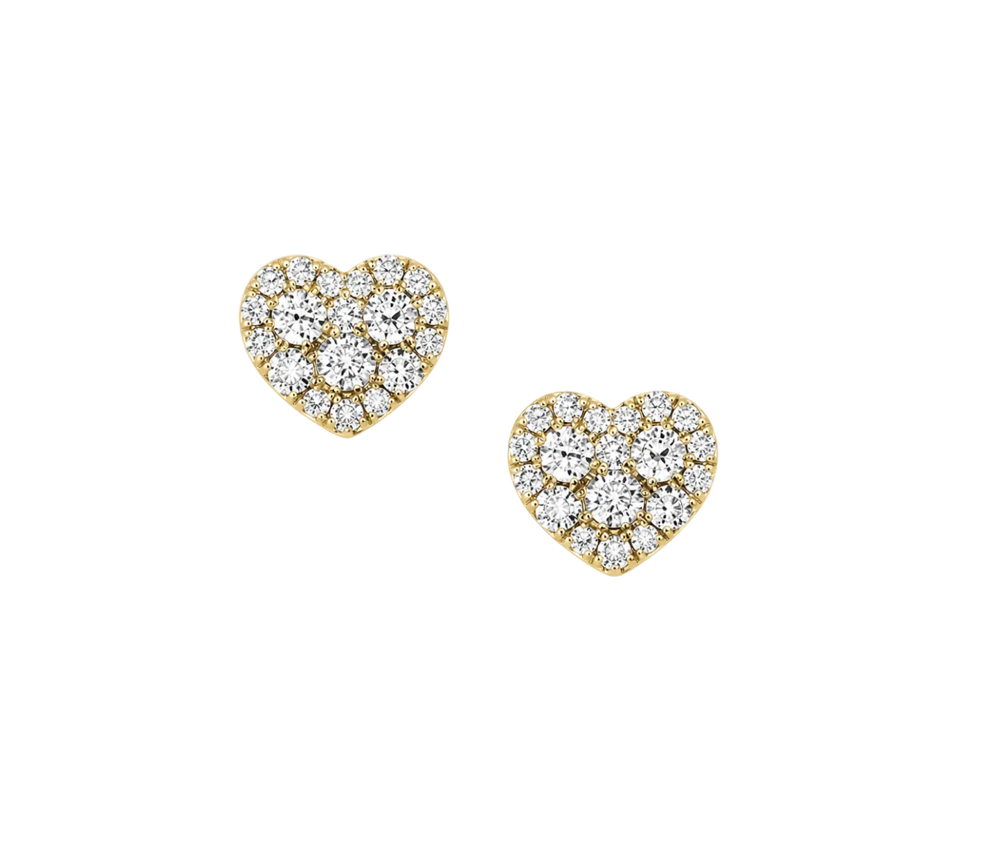 DIAMOND CLUSTER HEART STUDS