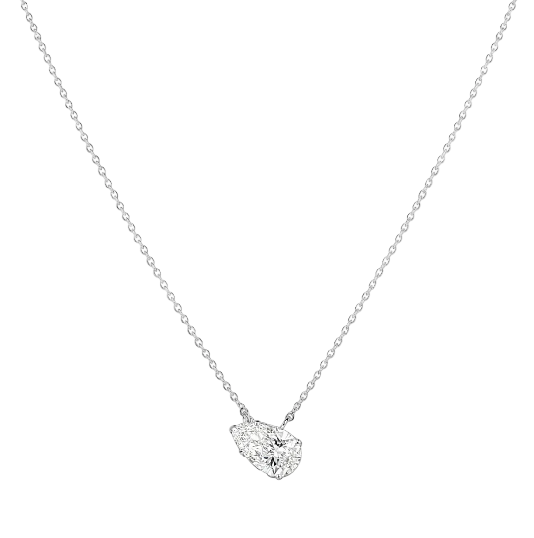 LAB PEAR SHAPED DIAMOND SOLITAIRE NECKLACE