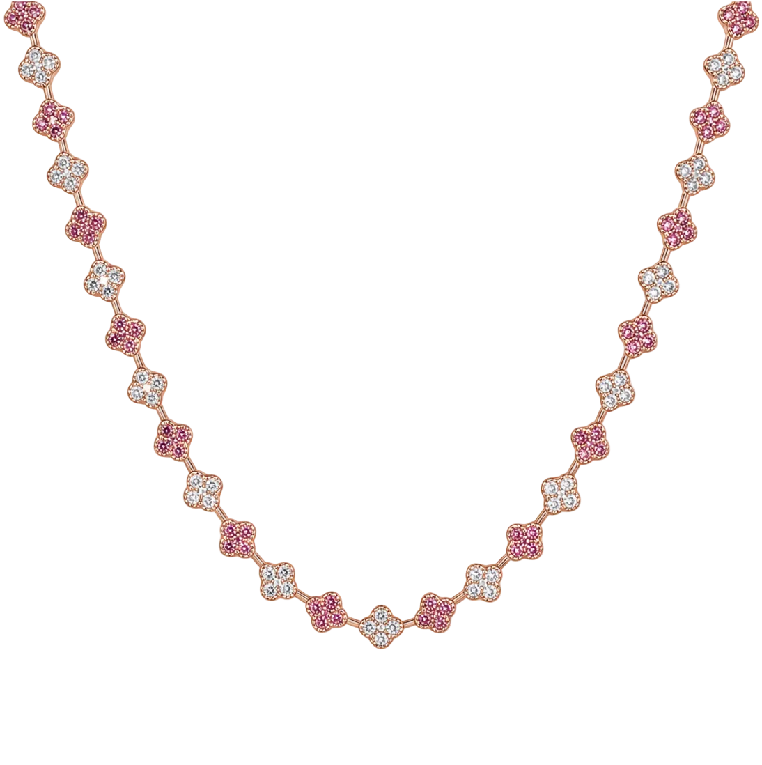 PINK SAPPHIRE & DIAMOND CLOVER NECKLACE