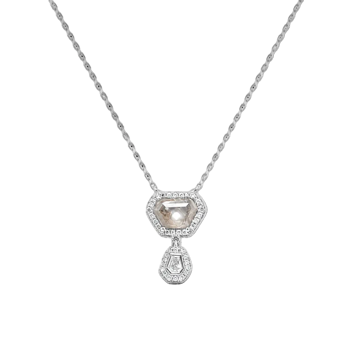 DIAMOND HALO DROP NECKLACE