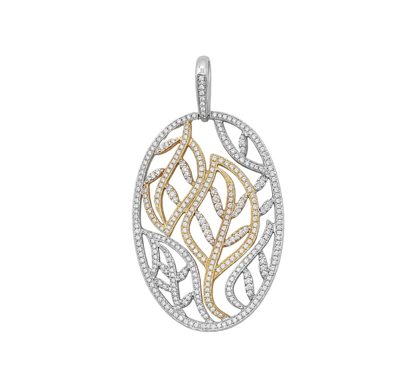 TWO TONE DIAMOND VINE PENDANT