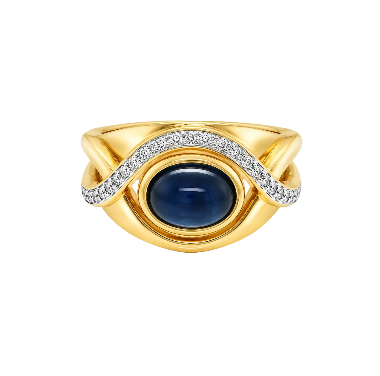 SAPPHIRE & DIAMOND WAVE RING