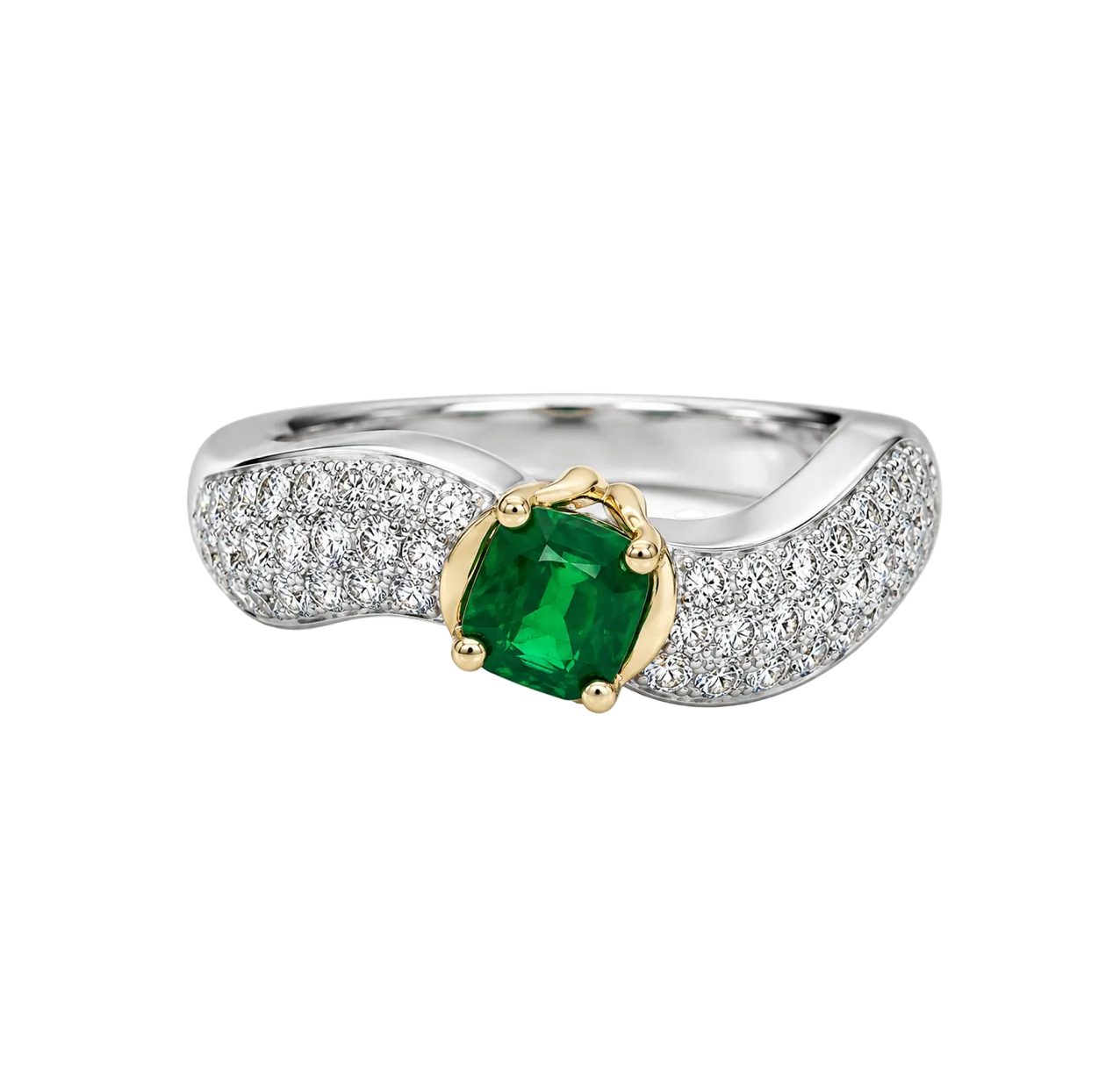 EMERALD & DIAMOND TWIST RING