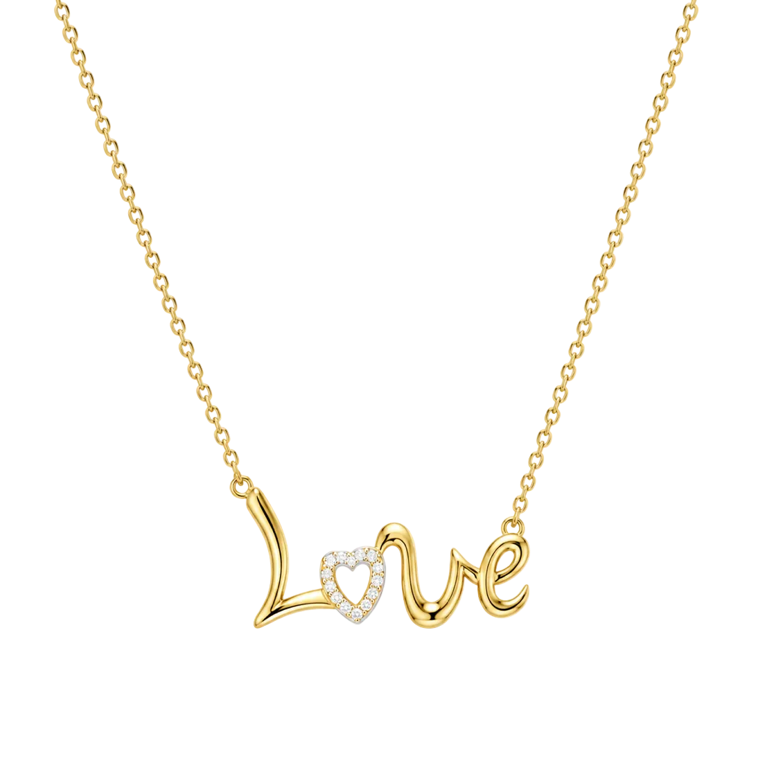 DIAMOND HEART "LOVE" NECKLACE