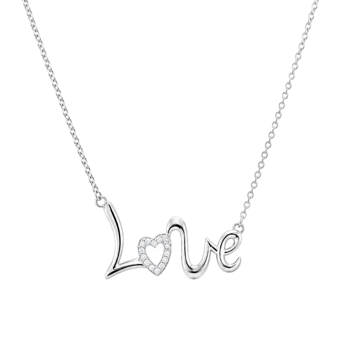 DIAMOND HEART "LOVE" NECKLACE