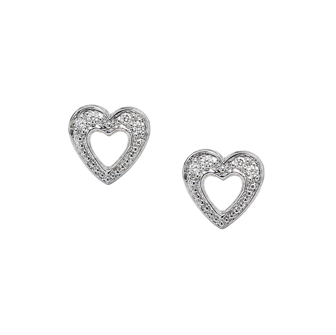 OPEN DIAMOND HEART STUDS