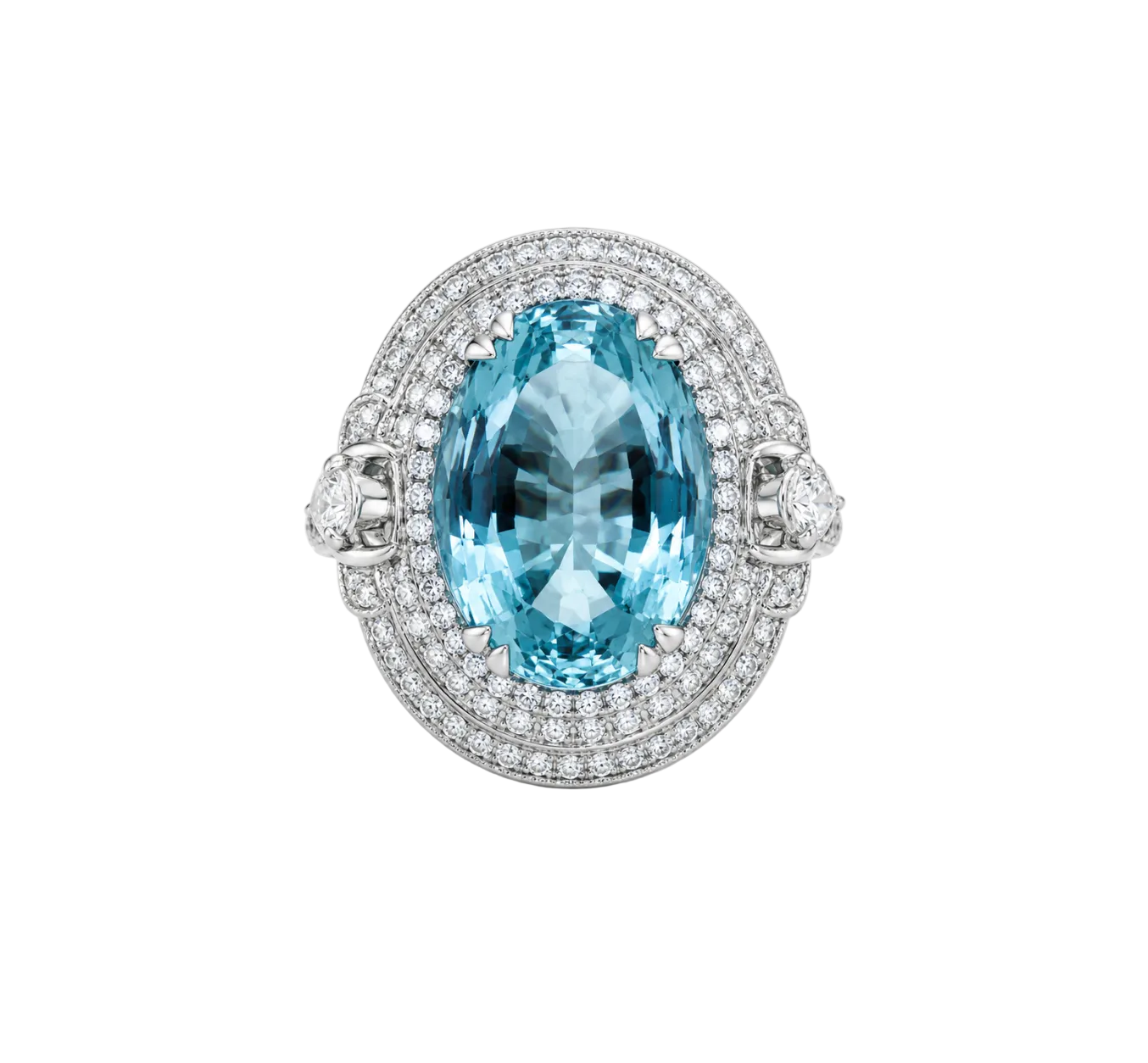 AQUAMARINE & DIAMOND COCKTAIL RING