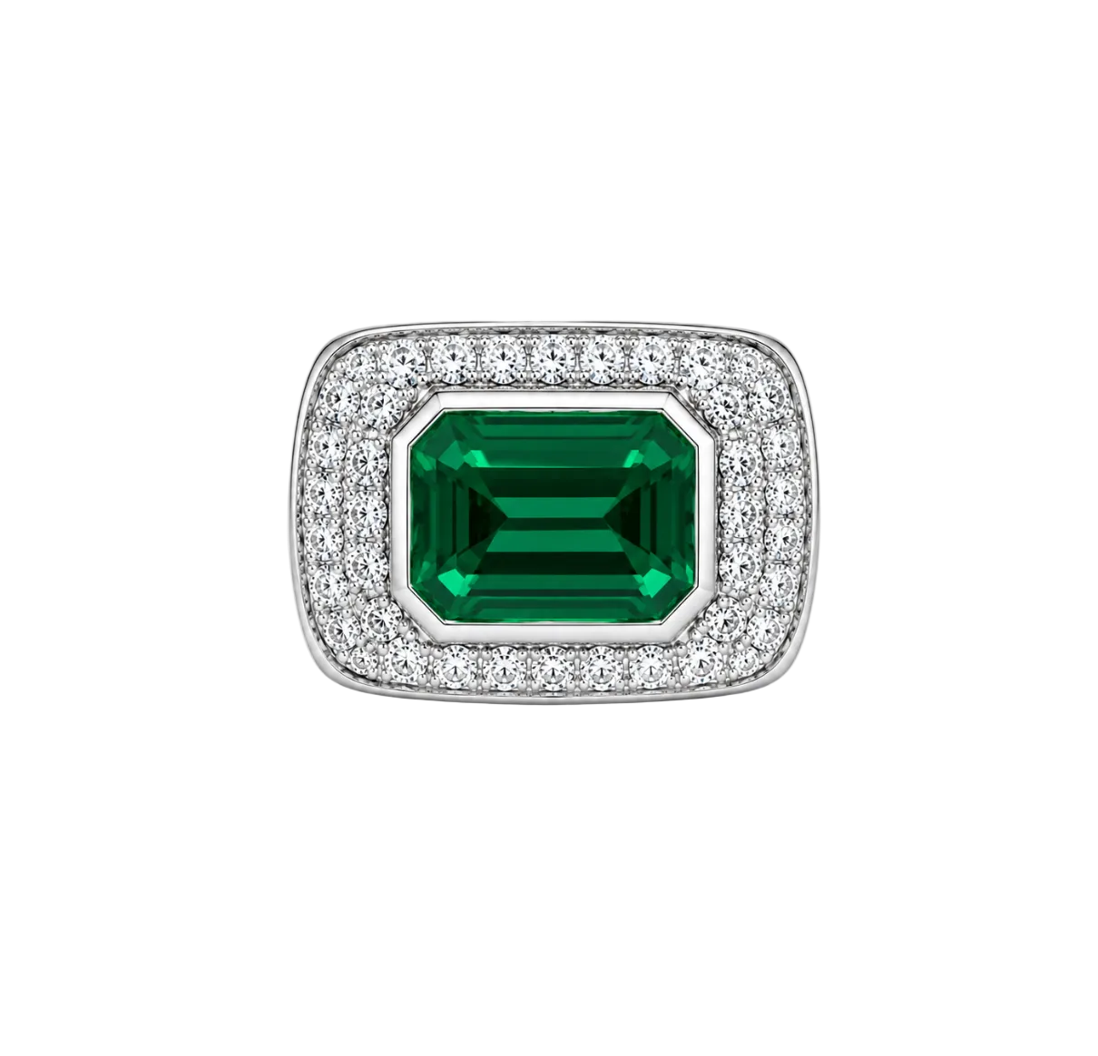 LAB EMERALD & DIAMOND RING