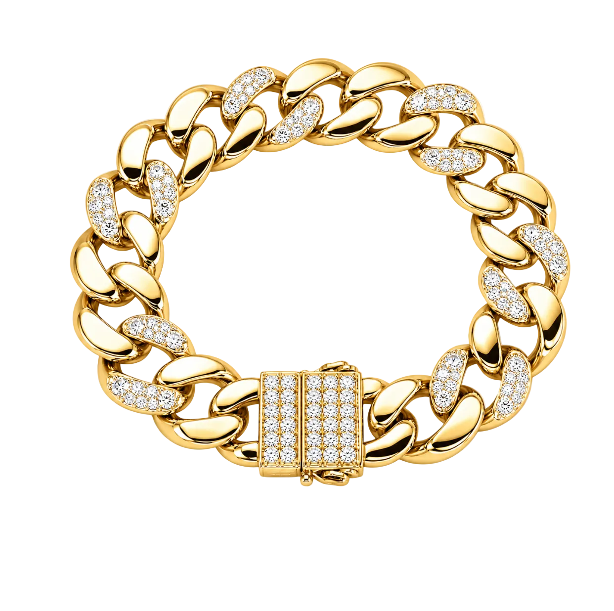 ALTERNAITING DIAMOND CUBAN LINK BRACELET