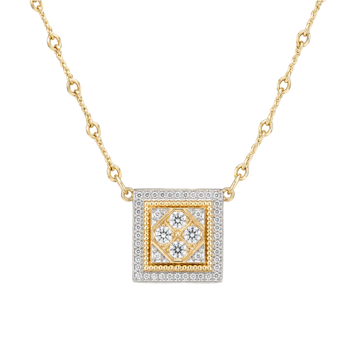 GEOMETRIC DIAMOND HALO NECKLACE