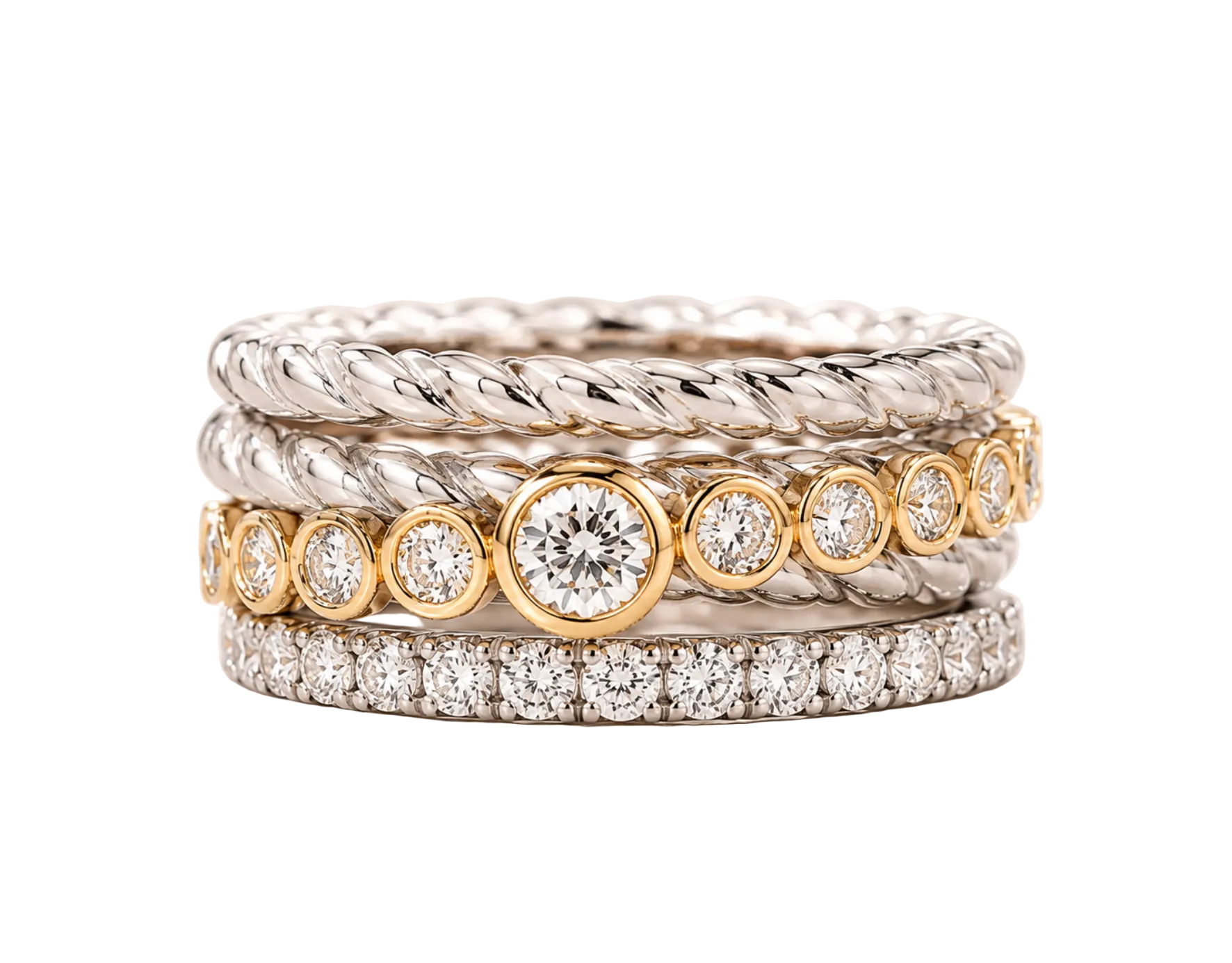 DIAMOND TWIST STACK RING