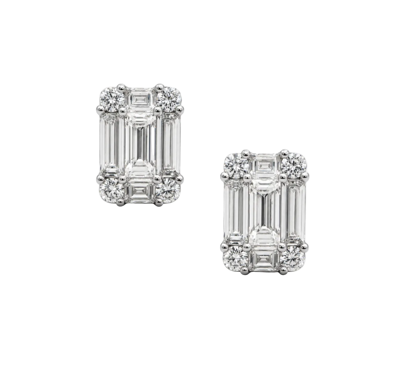 BAGUETTE DIAMOND CLUSTER STUDS