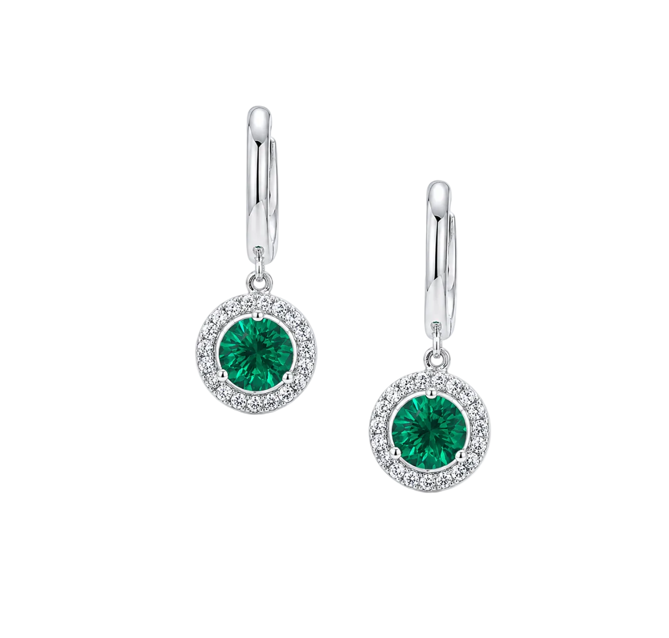 LAB EMERALD & DIAMOND HALO HUGGIES