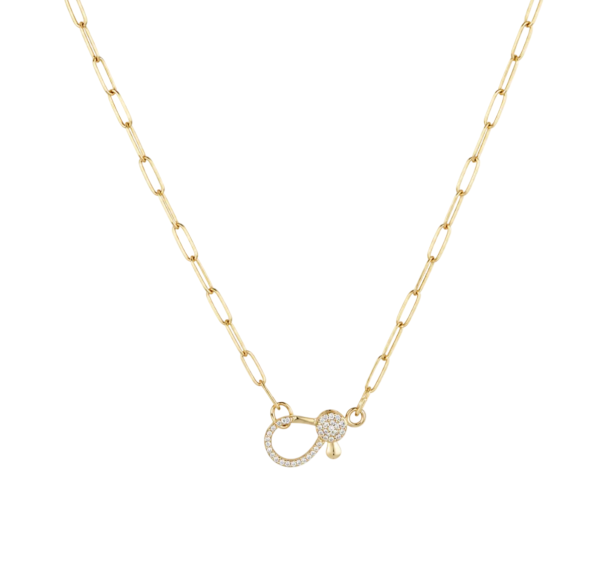DIAMOND LOCK ON PAPERCLIP CHAIN