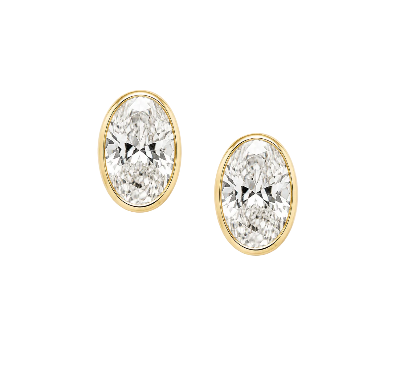 LAB BEZEL SET DIAMOND STUDS OVAL