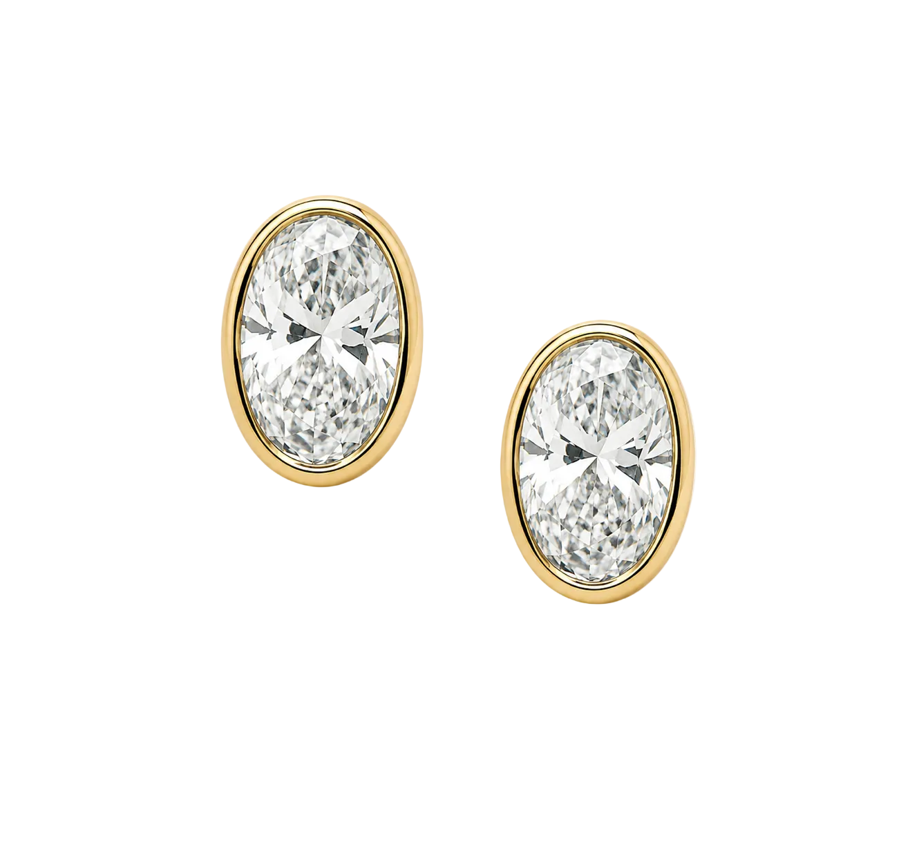 LAB BEZEL SET DIAMOND OVAL STUDS