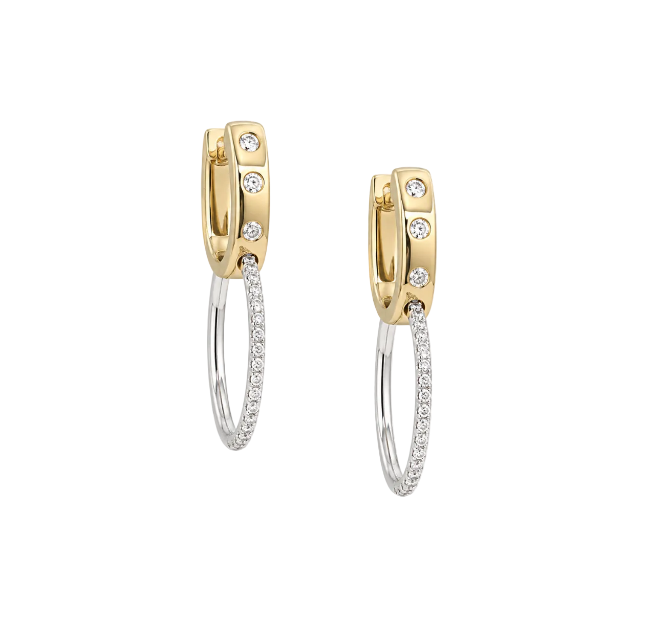 TWO TONE DIAMOND DANGLE EARRINGS