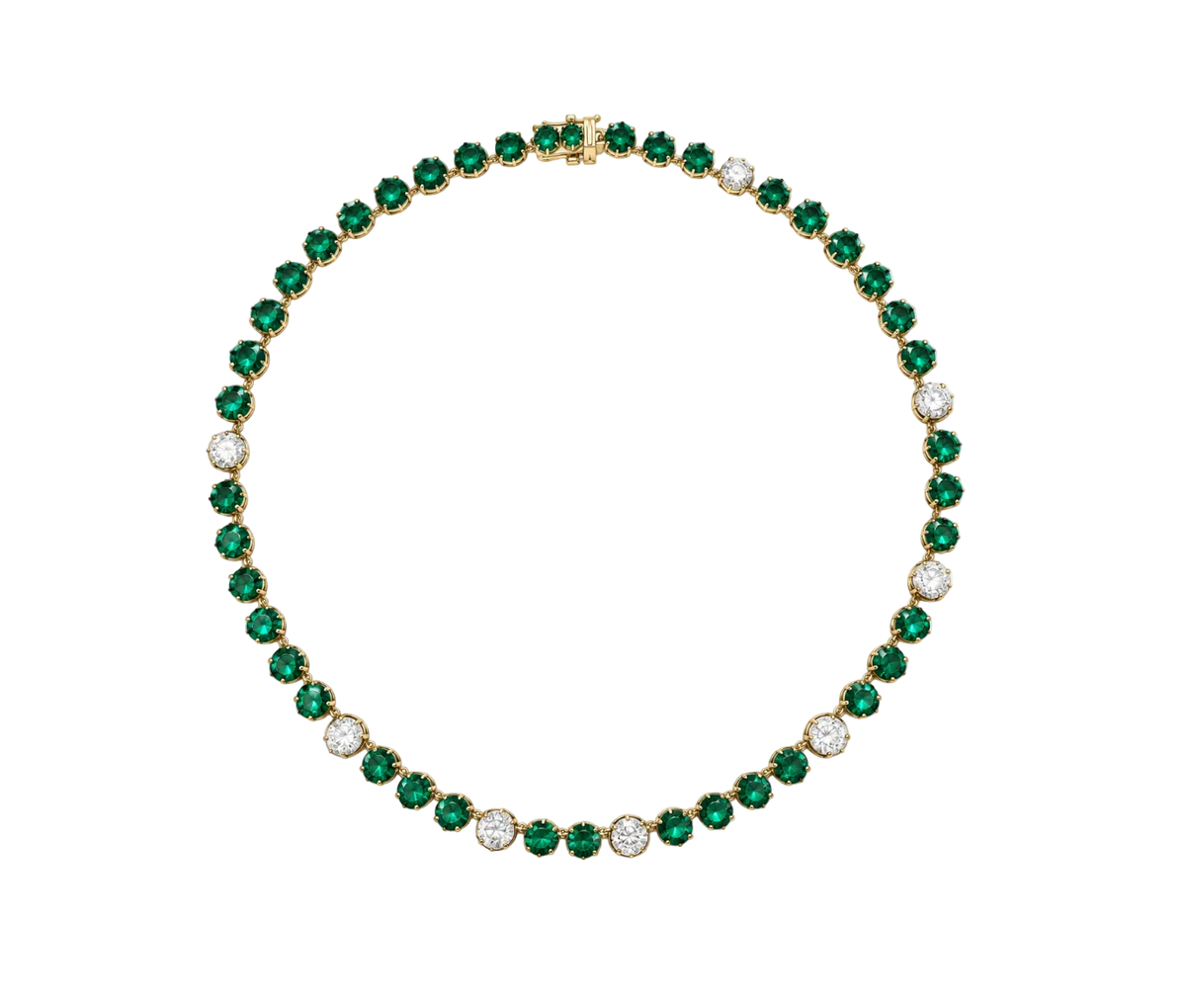 LAB EMERALD & DIAMOND STATION NECKLACE