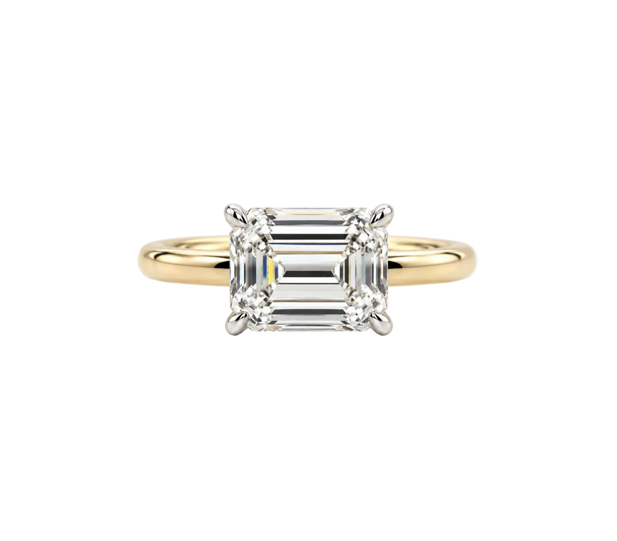 LAB EMERALD CUT DIAMOND ENGAGEMENT RING