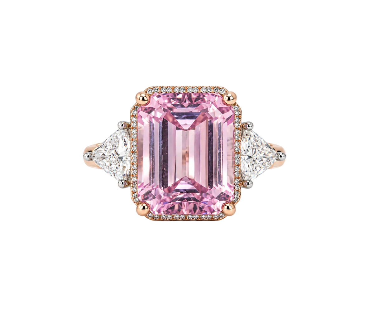 KUNZITE & DIAMOND COCKTAIL RING