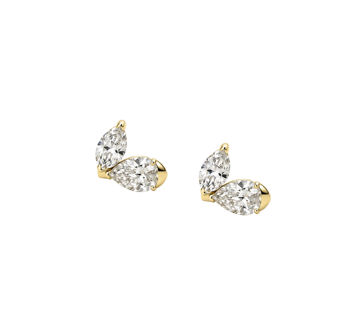 DOUBLE LAB PEAR & MARQUISE DIAMOND STUDS