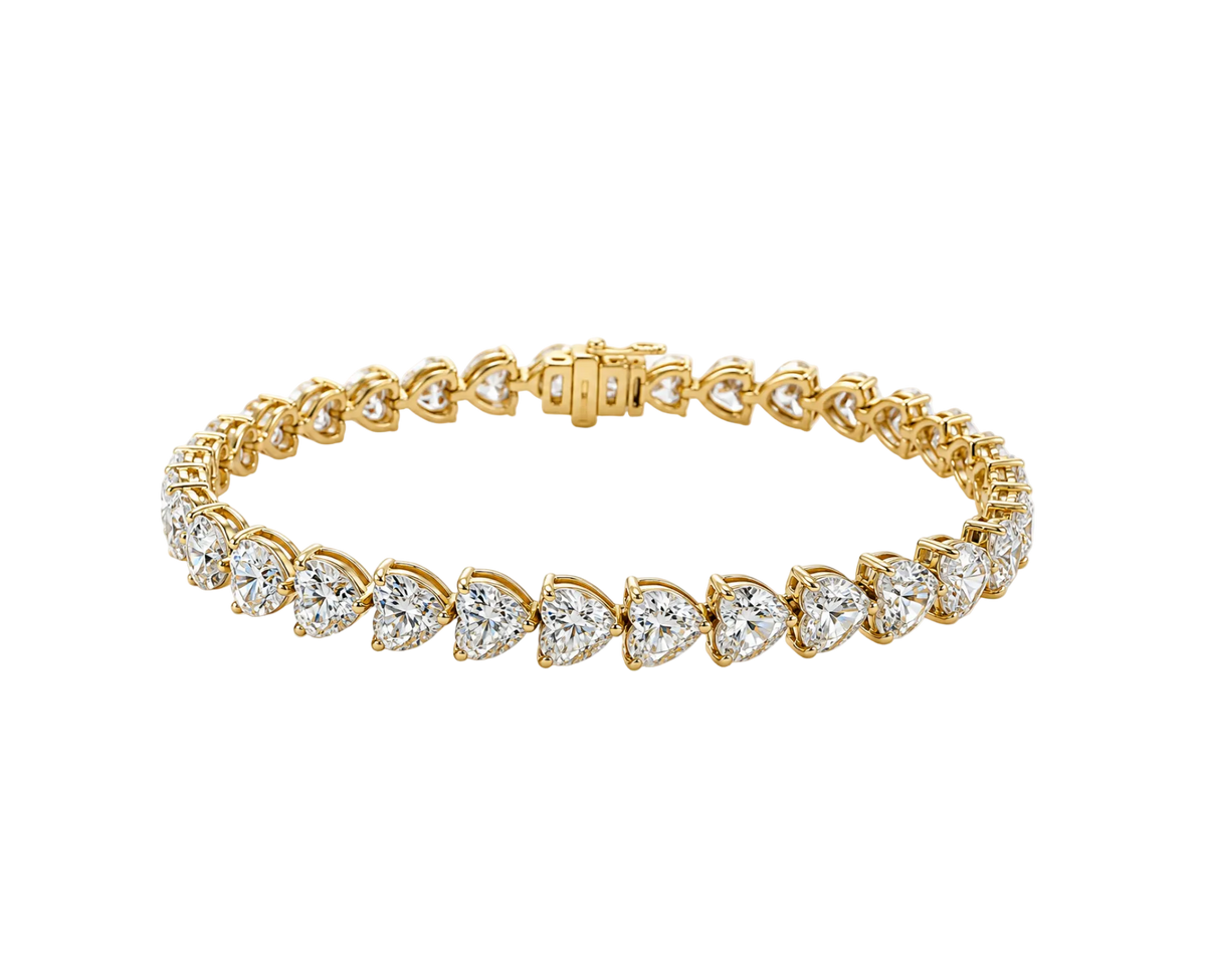 HEART SHAPED LAB DIAMOND TENNIS BRACELET