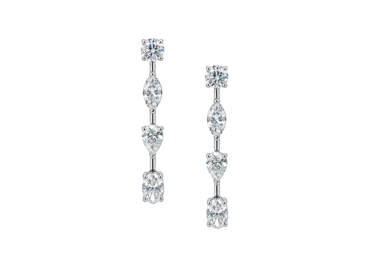 MIXED CUT LAB DIAMOND DROP EARRINGS