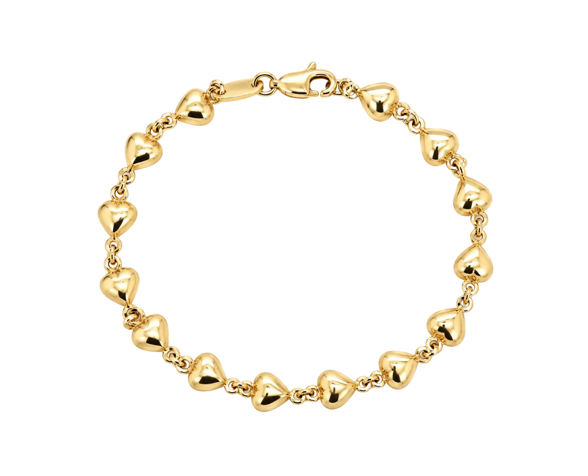 PUFFED HEART LINK BRACELET