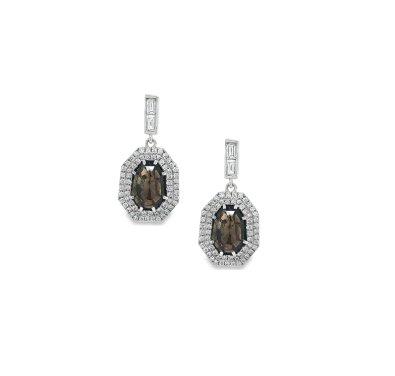 DIAMOND & BLACK DIAMOND DANGLE EARRINGS