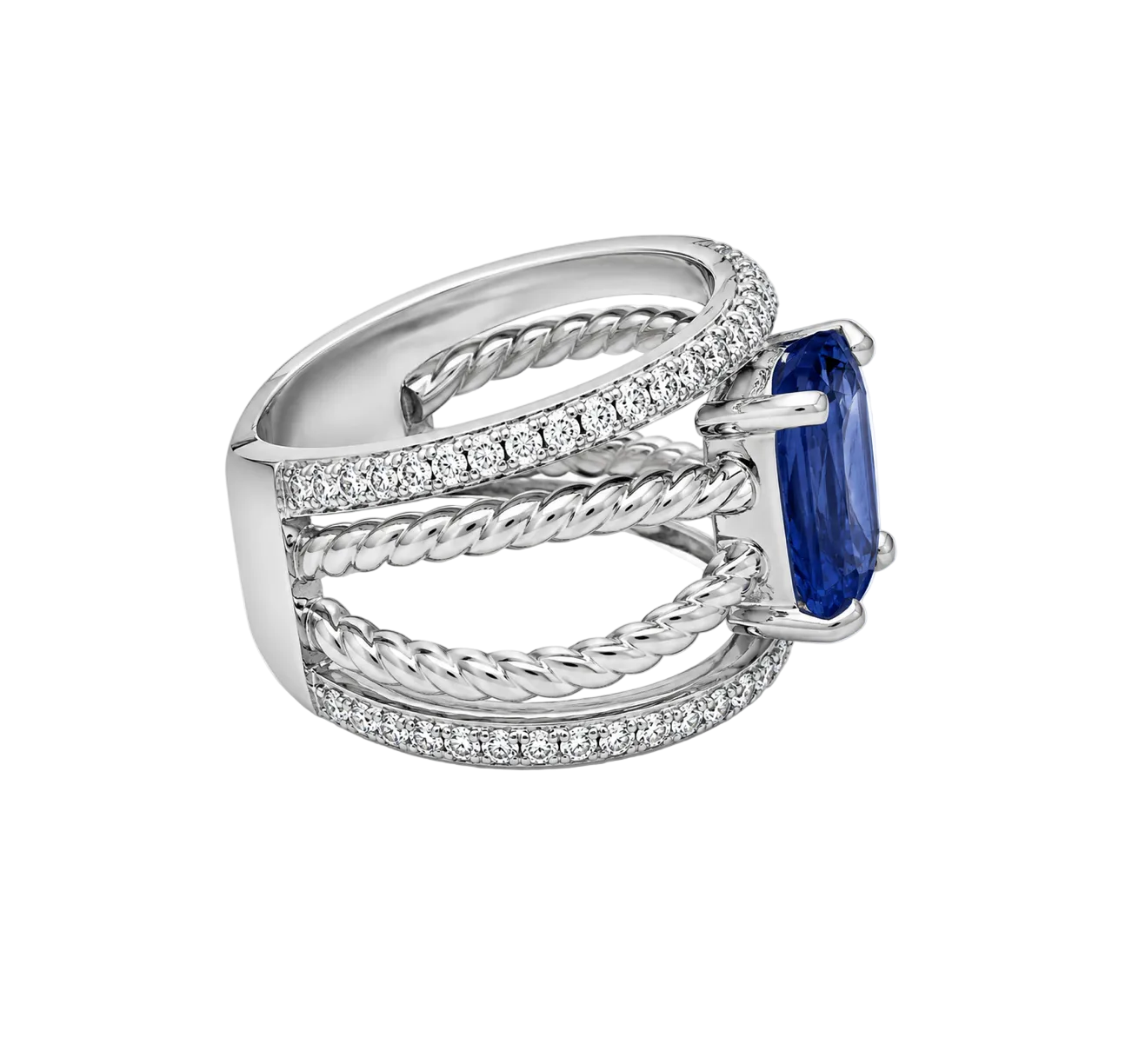 TANZANITE & DIAMOND MULTI BAND RING