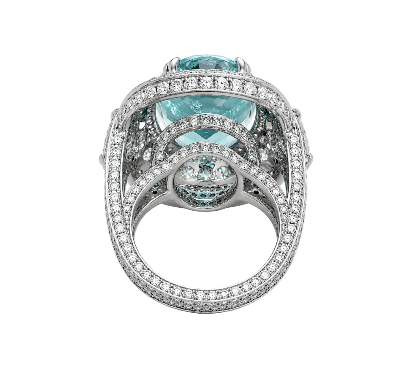 AQUAMARINE & DIAMOND COCKTAIL RING