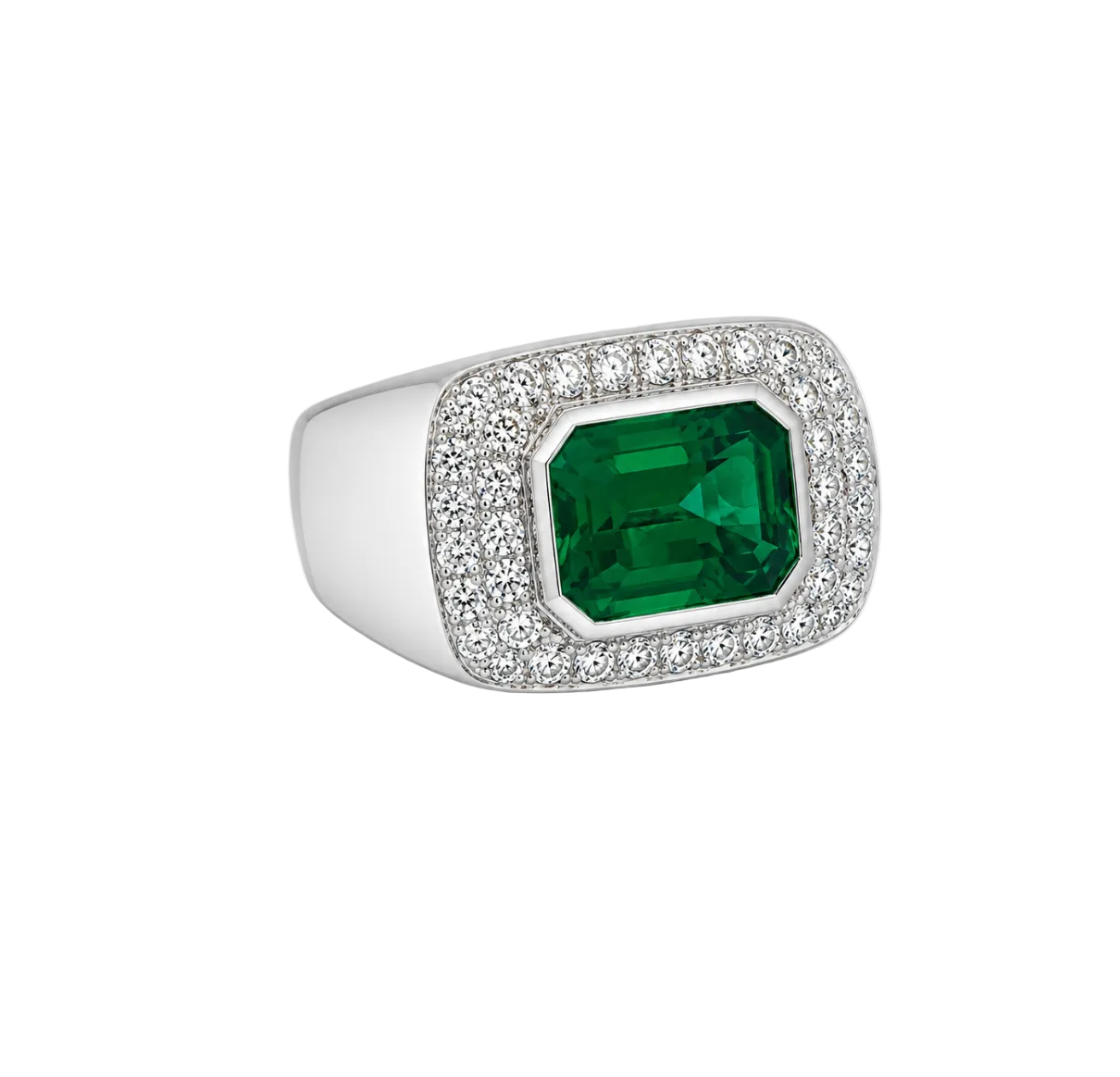 LAB EMERALD & DIAMOND RING