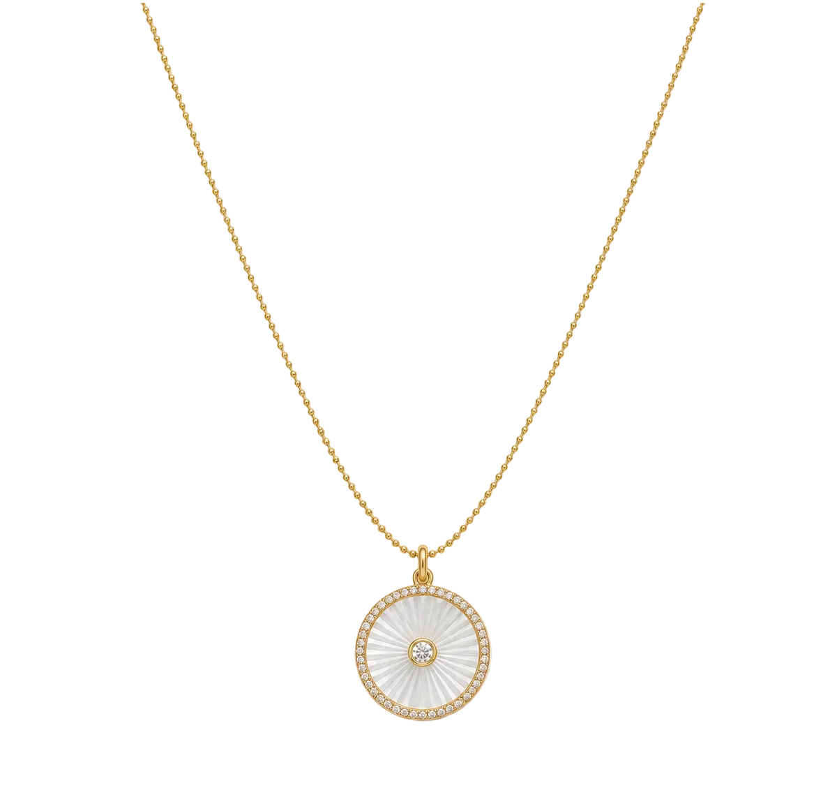 DIAMOND & MOTHER OF PEARL DISC NECKLACE