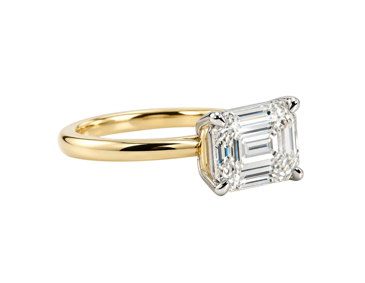LAB EMERALD CUT DIAMOND ENGAGEMENT RING
