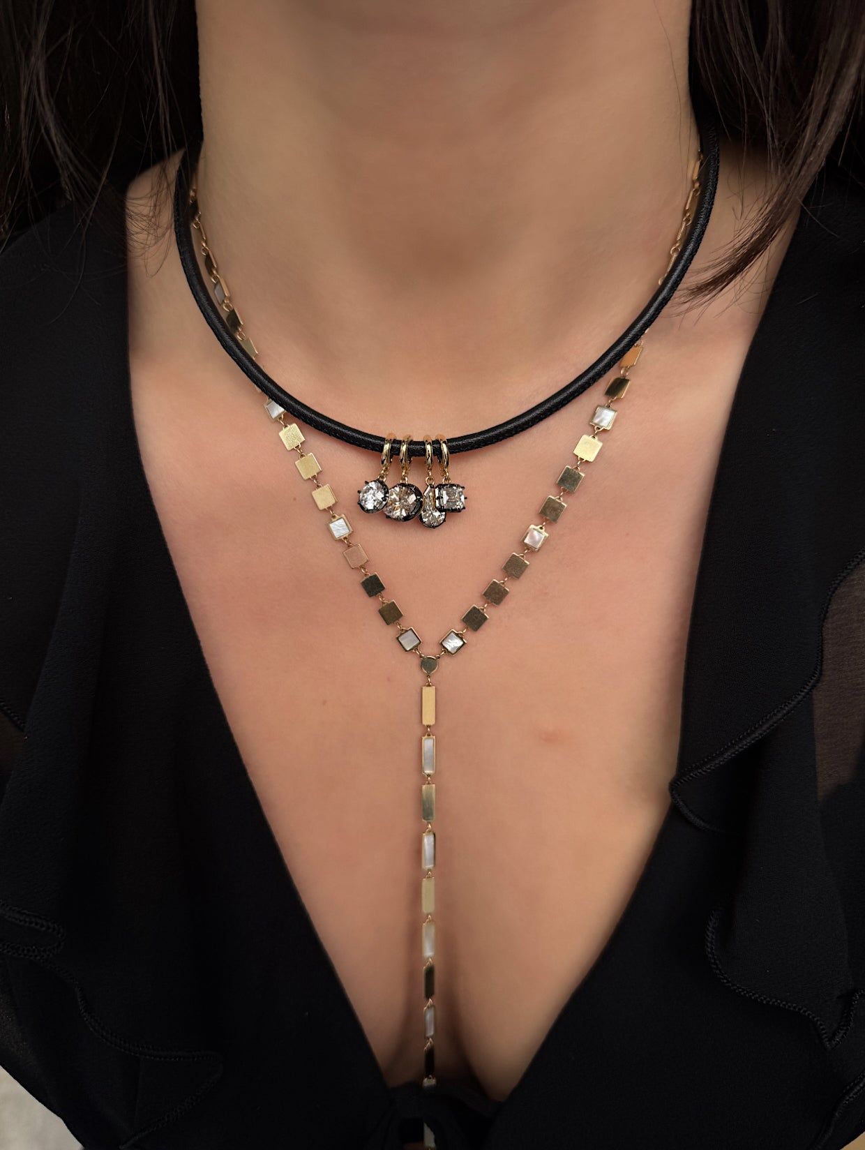 THICK BLACK LEATHER CORD CHOKER