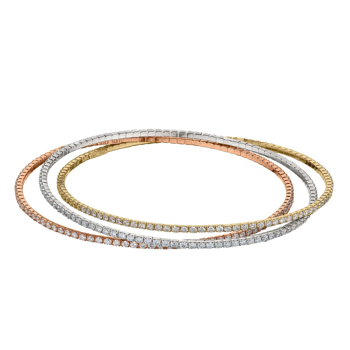 TRICOLOR TRIPLE DIAMOND BANGLE