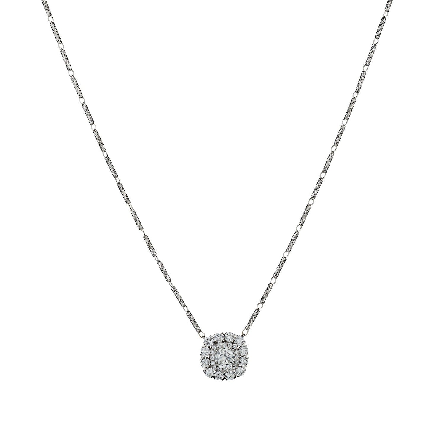 ROUND BRILLIANT CUT DIAMOND HALO NECKLACE