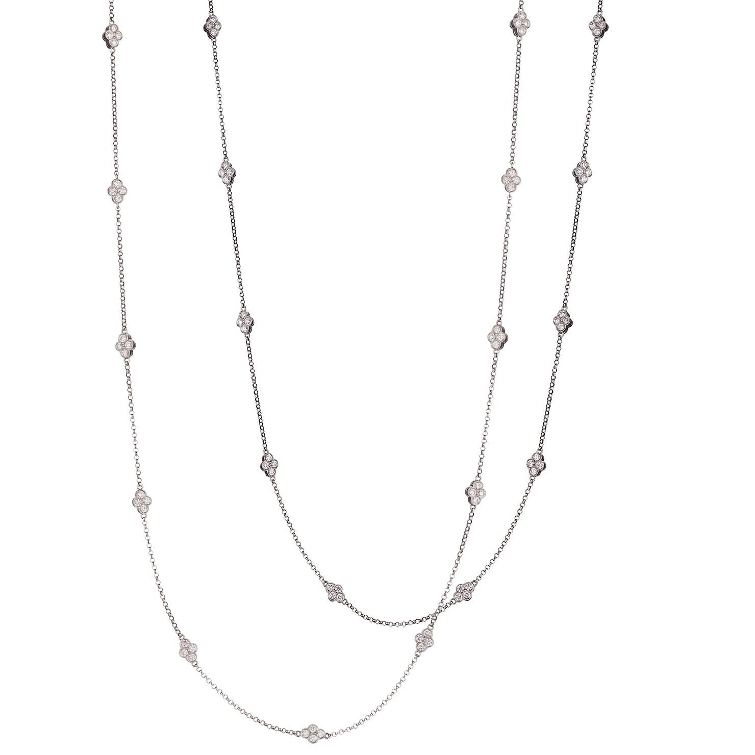 DIAMOND FLOWER LEAF NECKLACE